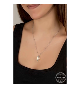 Swarovski Crystal Taşlı Top Zincir Gümüş Kadın Kolye
