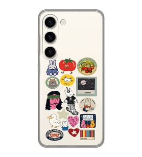 Samsung Galaxy S23 Uyumlu Sticker Tasarımlı Şeffaf Telefon Kılıfı