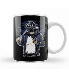 Gangster Gas Mask Bastard Bastard Kupa Bardak Porselen
