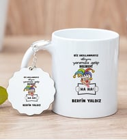 Kişiye Özel Biz Akıllanmayız Tasarım Esprili  Beyaz Kupa Bardak ve Anahtarlık