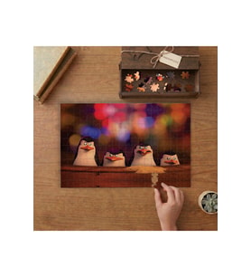 Sevimli Penguen Ailesi Tasarımı 240 parça Ahşap Puzzle Ahşap Kutuda MP02064