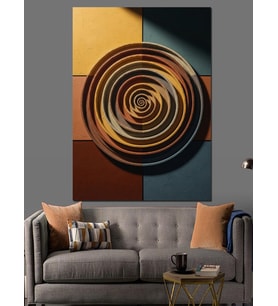 Spiral Desenli Geometrik Modern Sanat Dekoratif Kanvas - Mdf Ahşap Tablo