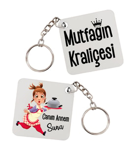 Anneler Günü Hediyesi Mutfağın Kraliçesi İsimli Kişiye Özel Anahtarlık