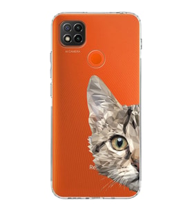 Xiaomi Redmi 10A  Kamera Korumalı Kapak Catface Tasarımlı Şeffaf  Kılıf