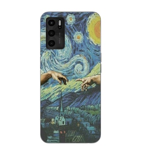 Oppo A55 Uyumlu Sanatsal Vintage Desenli Şeffaf Telefon Kılıfı