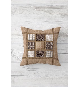 Patchwork Desen Çift Tarafı Baskılı Gizli Fermuarlı Yastık Kılıfı Kırlent Koltuk Yastık Kılıfı (KAHVE)