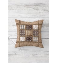 Patchwork Desen Çift Tarafı Baskılı Gizli Fermuarlı Yastık Kılıfı Kırlent Koltuk Yastık Kılıfı (KAHVE)