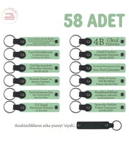 Açık Yeşil & Siyah, Lise Sınıflarına Özel Mezuniyet Anı Hatırası, İsim Yazılı Anahtarlık, 58’li Set