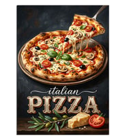 İtalyan Pizzası Lezzetli Peynir Uzatması Dekoratif Kanvas - Mdf Ahşap Tablo