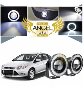 Ford Focus 3 Uyumlu, Universal Mercekli Led Angel Sis Farı, 76mm Beyaz Renk