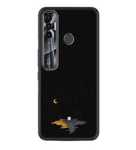 Tecno Spark 7 Pro Kılıf Silikon Desen Özel Seri Ay ve Kedi 1683