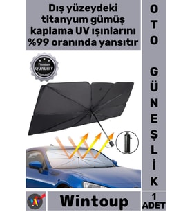 #Güneşlik 140x80 Cm 10 Telli Titanyum Gümüş Kaplama Isı Koruyucu Çelik Araba Ön Cam Güneş Şemsiyesi