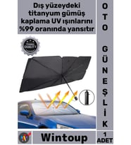 #Güneşlik 140x80 Cm 10 Telli Titanyum Gümüş Kaplama Isı Koruyucu Çelik Araba Ön Cam Güneş Şemsiyesi