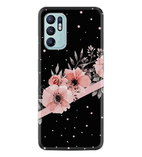 Oppo Reno 6 Kılıf Resimli Desenli Baskılı Silikon Flowers Dots 1423