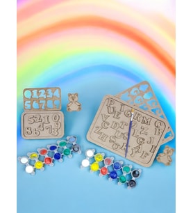 Ahşap Puzzle Alfabe ve Rakamlar Boyama Seti Çocuklar Boyayarak Öğrensinler Diye...