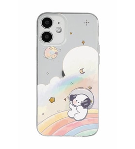 Iphone 12 Uyumlu Sevimli Köpek Desenli Şeffaf Telefon Kılıfı