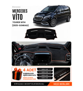 e-biz MERCEDES VİTO W114 TOURER (2025-SONRASI) Uyumlu Torpido Örtüsü - Siyah-Kahverengi - MB027