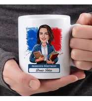 Kadın Fransızca Öğretmenine Hediye Karikatürlü Bardak