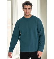 Dewberry Erkek Pamuklu Çift Bisiklet Yaka Sweatshirt Petrol 40222 Günlük Üst Giyim, Casual Stil, Şehir Stili