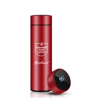 Kişiye Özel 500ML Dijital Göstergeli 304 Çelik Takım Baskılı Akıllı Termos - Isı Korumalı Şişe (Kırmızı)