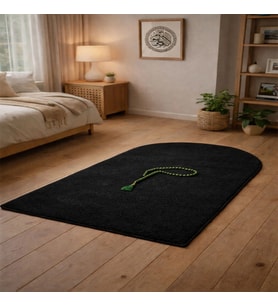 Seccade Namaz Halısı Yıkanabilir Kaymaz Taban Peluş 70x120 CM Siyah