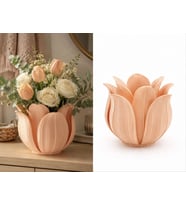Northcity 3D Baskı Lotus Yapraklı Vazo - Dekoratif Çiçeklik-Turuncu