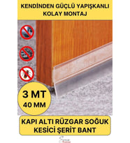 Rüzgar Ses Toz Böcek Önleyici Kapı Altı Isı Yalıtım Soğuk Kesici Şerit Bant Şeffaf 40 Mm X 3 Mt
