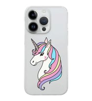 Apple iPhone 14 Pro Uyumlu Kamera Korumalı Tıpalı Kapak Unicorn Tasarımlı ŞeffafKılıf
