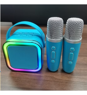 K12 Bluetooth Ses Mikrofonu Taşınabili Karaoke Mikrofonu Küçük Hoparlör Mavi