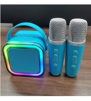 K12 Bluetooth Ses Mikrofonu Taşınabili Karaoke Mikrofonu Küçük Hoparlör Mavi
