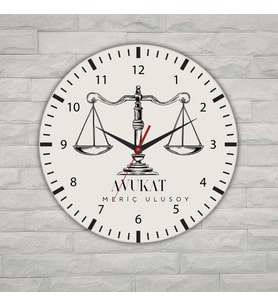 Kişiye Özel Avukat Logolu Metal Duvar Saati - Hukuk Bürosu Hediyesi 29 cm