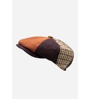 Erkek Patchwork Tweed Yün Kasket İngiliz Newsboy Şapka (Mavi)
