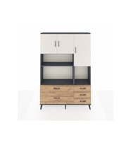 Arges Dolap 8 Raflı 5 Çekmeceli 3 Kapaklı 132x30x195 Antrasit-Aytaşı/Çam