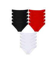 15 adet Süper Eko Set Likralı Kadın Slip Külot Siyah Kırmızı Beyaz