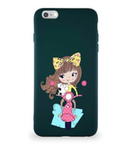 Apple iPhone 6 Plus Soft Premier Kapak Vespagirl Tasarımlı Silikon Kılıf - Yeşil (Şeffaf)