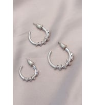 Yılan Tasarımlı Halka Model Gümüş Metal Küpe Seti (Çok Renkli)