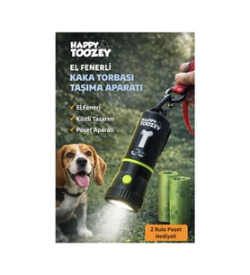 Köpek Dışkı Poşeti Taşıma Aparatı El Fenerli Kokulu Poşet Hazneli 3’ü 1 Arada Pet Atık Toplama Aparatı