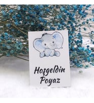 Hayaller Dükkanı 30 Adet Ahşap Magnet Fil Baskılı Erkek Bebek Magnetleri Bebek Şekeri