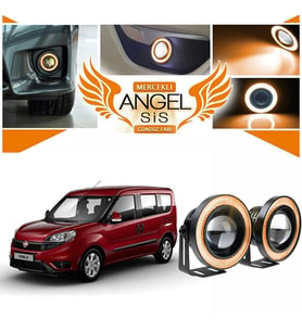 Fiat Doblo D4 Uyumlu, Universal Mercekli Led Angel Sis Farı, 76mm Turuncu Renk