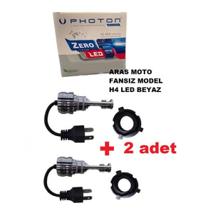 2 Adet Photon H4 12-24 V Xenon Led Ampül Zero Fansız Model (Sessiz) Beyaz Headlight - ARASMOTO (Siyah)