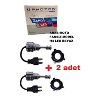2 Adet Photon H4 12-24 V Xenon Led Ampül Zero Fansız Model (Sessiz) Beyaz Headlight - ARASMOTO (Siyah)