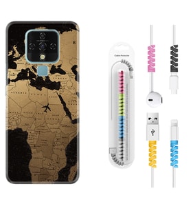 Tecno Camon 16 18P Pova 3 Pova Neo Kılıf Kablo Koruma Spiral Silikon Map Planet 1656