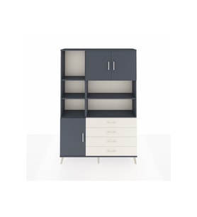 Arges Dolap 8 Raflı 4 Çekmeceli 3 Kapaklı 132x30x195 Antrasit-Antrasit/Aytaşı