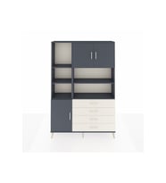 Arges Dolap 8 Raflı 4 Çekmeceli 3 Kapaklı 132x30x195 Antrasit-Antrasit/Aytaşı