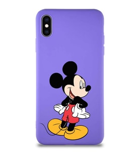 Apple iPhone XS Max Soft Premier Kapak Mickey Mouse-D Tasarımlı Silikon Kılıf - Mor (Şeffaf)