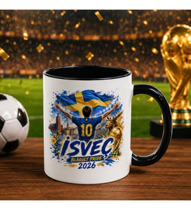 BK Gift İsveç Taraftar Temalı 2026 Dünya Kupası Tasarımlı Siyah Kupa Bardak