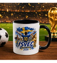 BK Gift İsveç Taraftar Temalı 2026 Dünya Kupası Tasarımlı Siyah Kupa Bardak