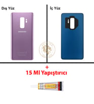 Samsung Galaxy S9 Plus Mor Renk Arka Kapak + B7000 Yapıştırıcı Arka Cam Batarya Kapağı Pil Kapağı Lazer Kesim Back Cover Galaxy S9 Plus Uyumlu