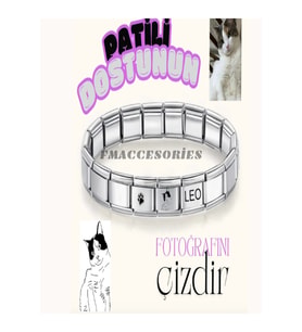 Patili Dostunun Fotoğrafını Çizdir İtalyan Charm Bileklik Fotoğraf Charmlı