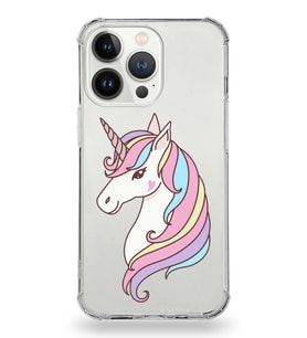 Apple iPhone 13 Pro Max Uyumlu Köşe Korumalı Antişok  Kapak Unicorn Tasarımlı Şeffaf Silikon Kılıf
